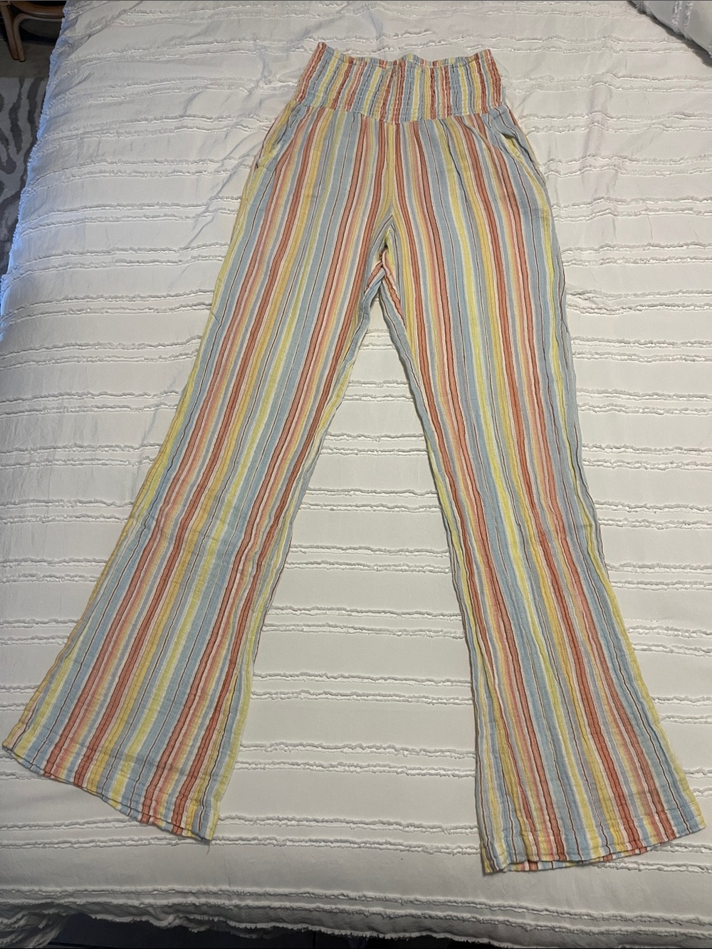 Billabong Multicolor Striped Casual Pants - Blue, Yellow, Orange